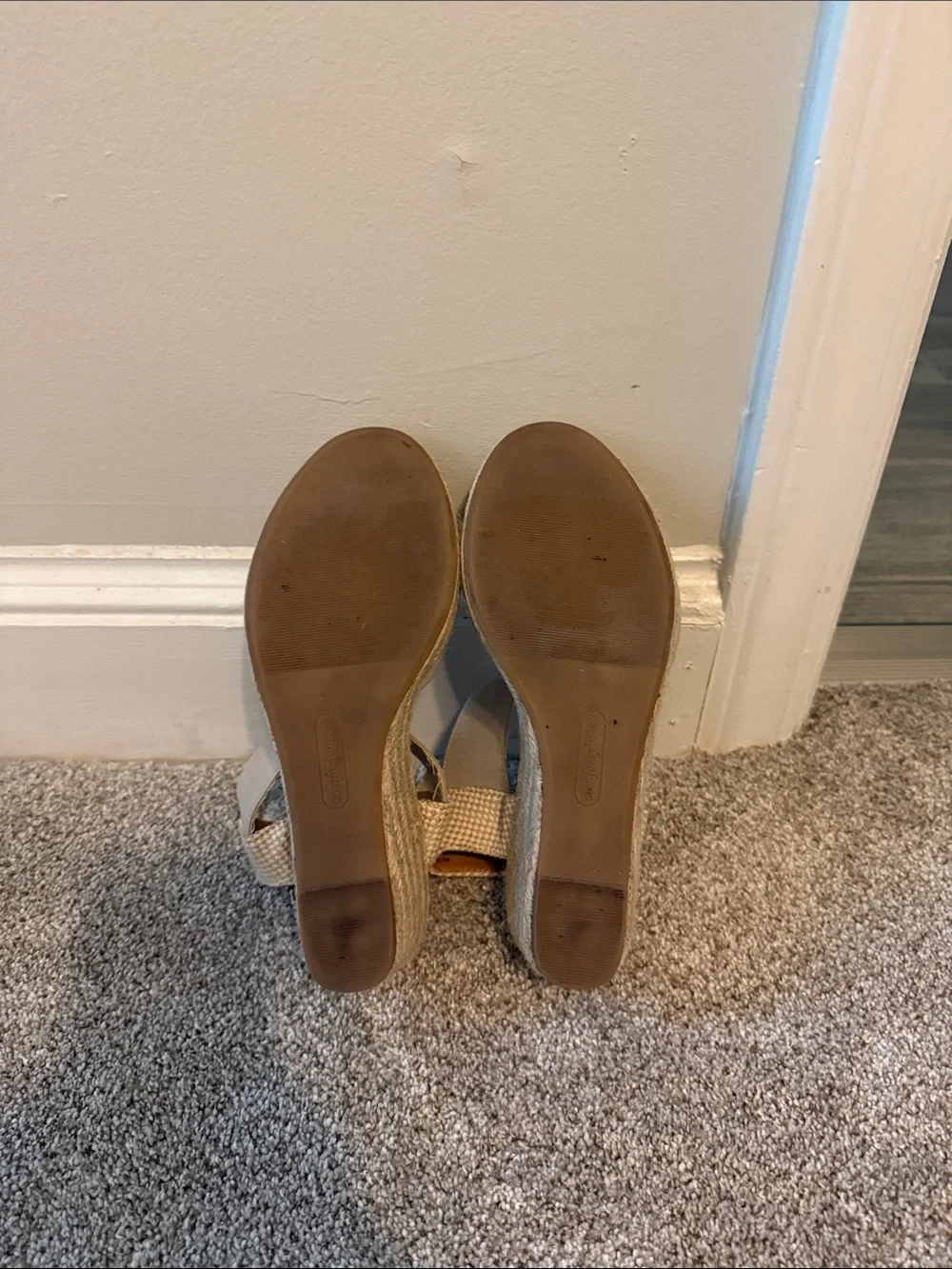 Comfortview Beige Espadrille Wedge Sandals with Ankle Strap